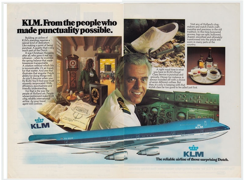 Реклама KLM, для которой Якоб ван Зантен снялся незадолго до гибели.